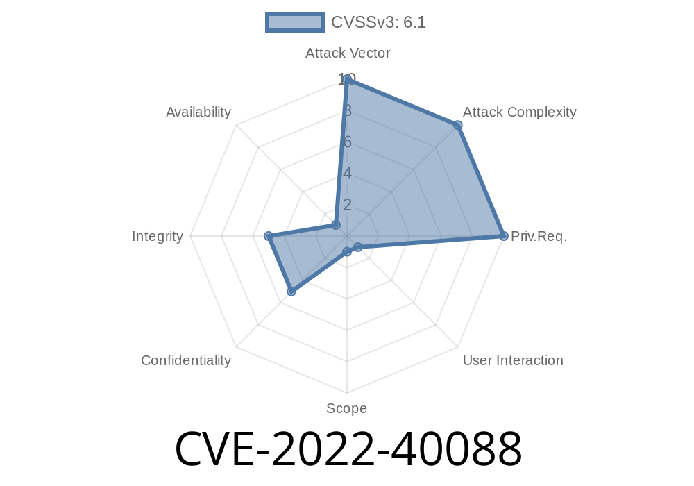 CVE-2022-40088 The vulnerable component was found to contain an XSS flaw, where users can inject malicious code.